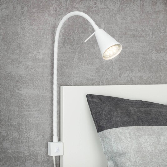 Briloner LED-vegglampe Tuso, hvit, sengemontering, metall Tuso, Hvit / opal, Soverom, Metall, Moderne