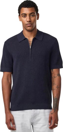 NN07 Hansie Half Zip Knitted Polo Navy Melange