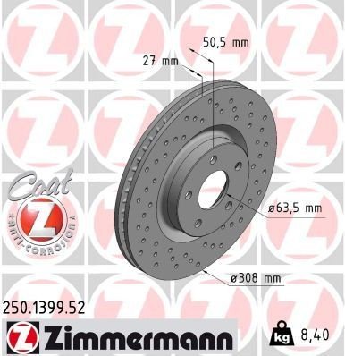 Bremseskive ZIMMERMANN 250.1399.52