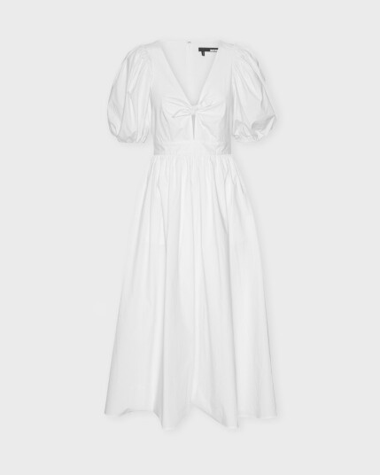 ROTATE Birger Christensen Puff Sleeve Midi Dress   White   36