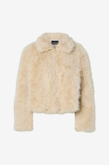 Pieces Jakke pcJilla Short Fluffy Jacket Grå