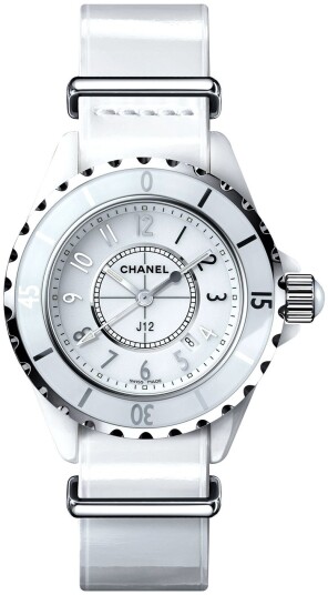 Chanel Dameklokke H4656 J12 Hvit/Lær Ø33 mm