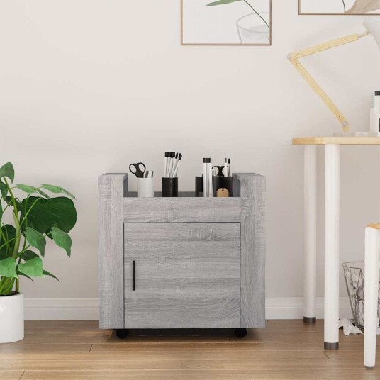 vidaXL Tralle til skrivebord grå eik 60x45x60 cm konstruert tre