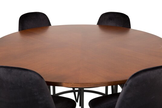 Venture Home Copenhagen Spisegruppe 140 cm Rund med 6 Polar Stoler Sort