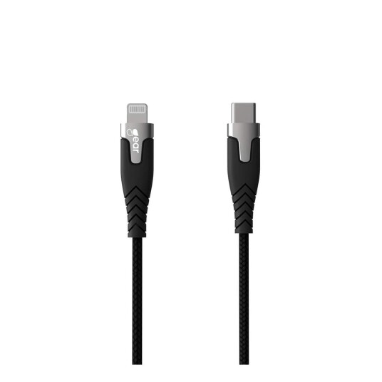 GEAR Ladekabel PRO Usb c Til Lightning C94 1,5 M Svart Kevlar kabel Med Metallkontakter