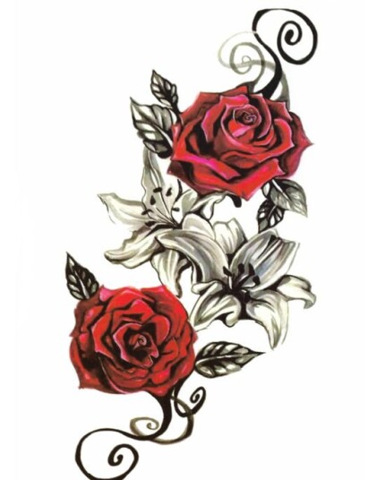 Roses & Lilies Fake Tattoo