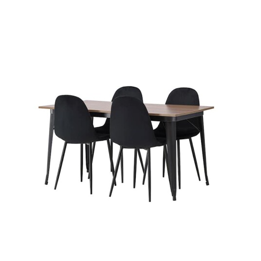 Spisegruppe Venture Home Tempe 140 cm med 4 Polar Stoler Fløyel Spisegruppe Venture Home Tempe 140 cm med 4 Polar Stoler Fløyel