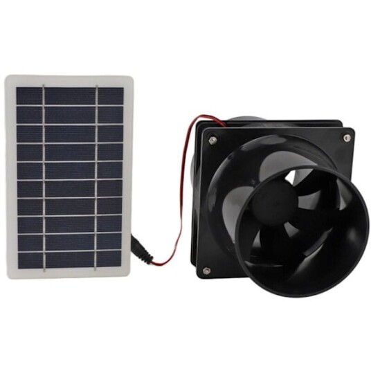 10W 12V Solcelled Avtrekksvifte for Rundt Rør ABS Solcellepanel Vifte Sett for Dyrehus Kyllinghus Bobil Drivhus