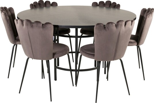 Spisegruppe furniture/fashion Copenhagen med 6 Grå Limhamn Light Stoler