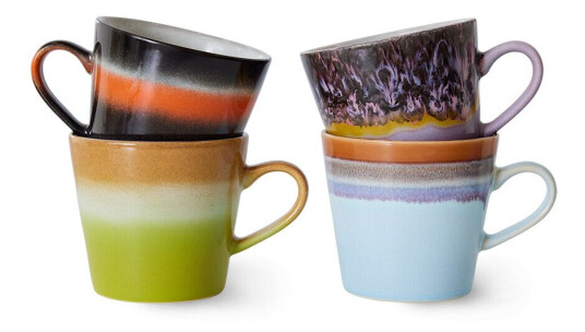 HKliving 70's cappuccinokopp 4-pk Solid