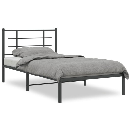 Sengeramme i metall med hodegavl svart 100x190 cm 8721012303546