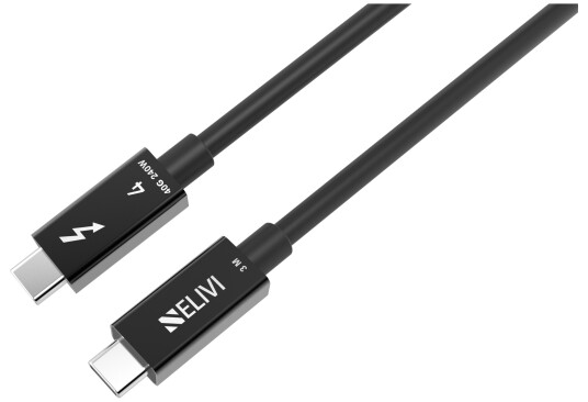 Elivi Thunderbolt 4 kabel 3 m 240W | 40Gbps | Svart