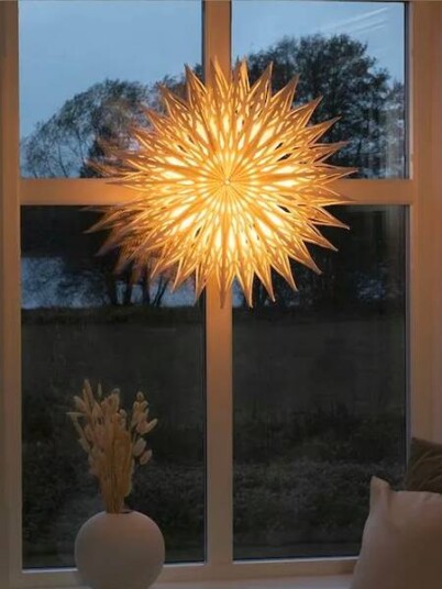 Trendcollection Vinudstjerne med ledlys hvit - 60 cm