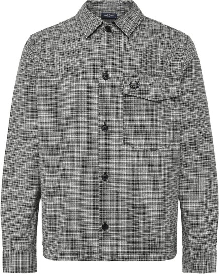 Fred Perry Textured Overshirt   OFF TONE BLACK   XL