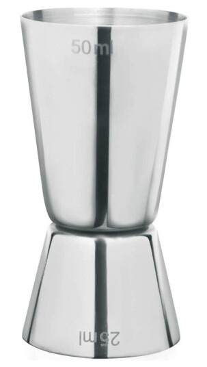 Jigger måleglass metall vendbart 25 og 50 ml Jigger måleglass metall vendbart 25 og 50 ml