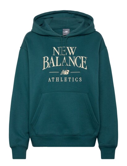 New Balance Linear Heritage Fleece Hoodie   Green   S