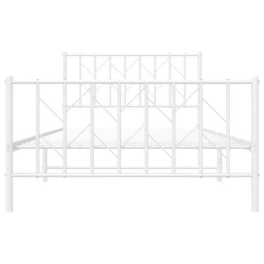 vidaXL Sengeramme i metall med hode- og fotgavl hvit 107x203 cm 8721012250338