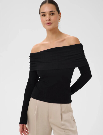 Kaffe Kaaubree Offshoulder T Shirt Black XXL