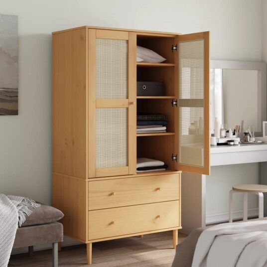 Garderobe SENJA rotting utseende brun 90x55x175 cm heltre furu Garderobe SENJA rotting utseende brun 90x55x175 cm heltre furu