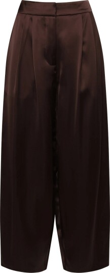 Malina Smilla Barrel Leg Satin Trousers Brown 42