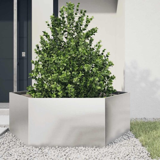 Plantekasse sekskantet 138x120x45 cm rustfritt stål
