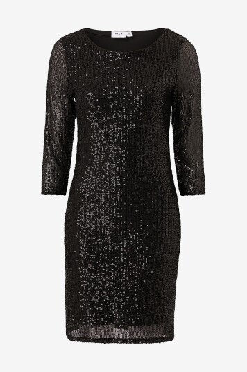 Vila Plajettkjole viSparkling 3/4 O neck DresSvart Vila Plajettkjole viSparkling 3/4 O neck DresSvart