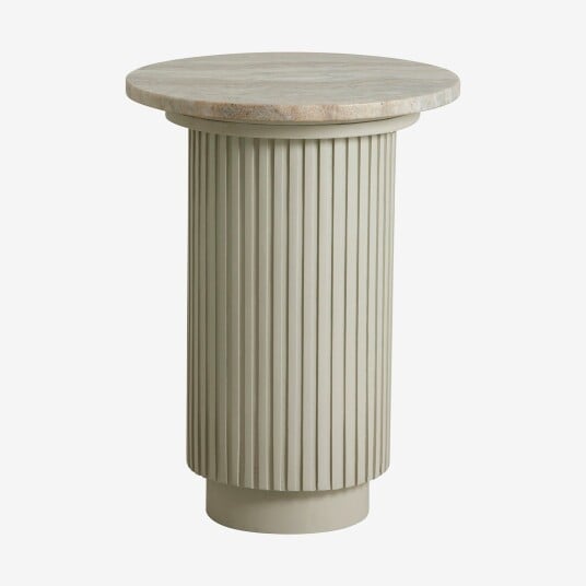 Nordal ERIE rundt sidebord i tre og marmor 6921