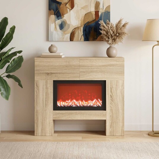 vidaXL Elektrisk peis Sonoma 100 x 24,5 x 90 cm Konstruert tre
