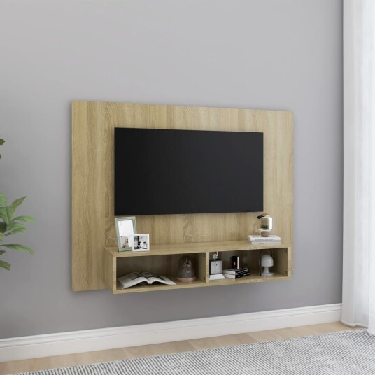 Veggmontert TV benk sonoma eik 120x23,5x90 cm konstruert tre Veggmontert TV benk sonoma eik 120x23,5x90 cm konstruert tre
