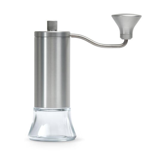 Eureka Baby Grinder - Manual hand coffee grinder - Glass + Natural Anodized