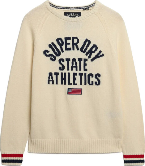 Superdry Slouchy Intarsia Graphic Knit - Cream - S