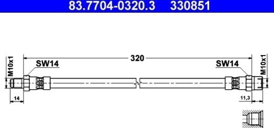 ATE 83.7704 0320.3 Bremseslange