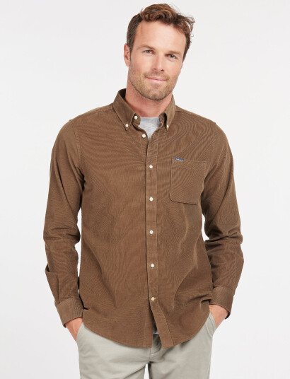 Barbour Barbour Ramsey Tailored Cord Shirt - Brown - XXXL