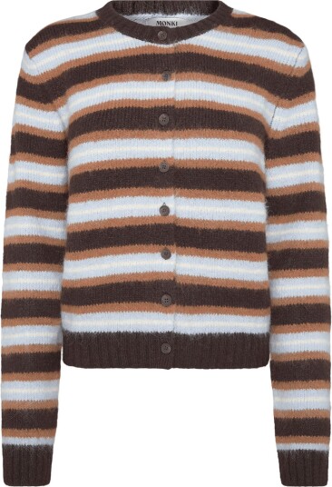 Monki Brushed Knit Buttoned Cardigan   BROWN DARK   XL
