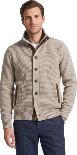 Alan Paine Duchally waffle front cardigan XS beige herre