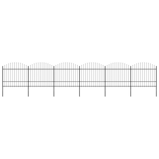 Hagegjerde med spydtopp stål (1,5-1,75)x10,2 m svart