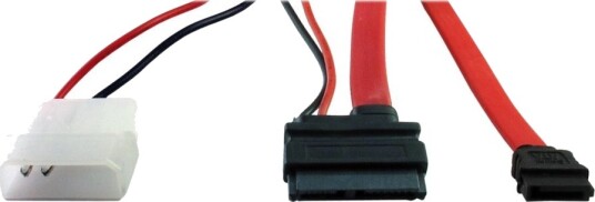 Inter-Tech - Sata-Kabel - Slimline Sata Til Sata, 2-Pin Intern Strøm - 30 Cm - Rød