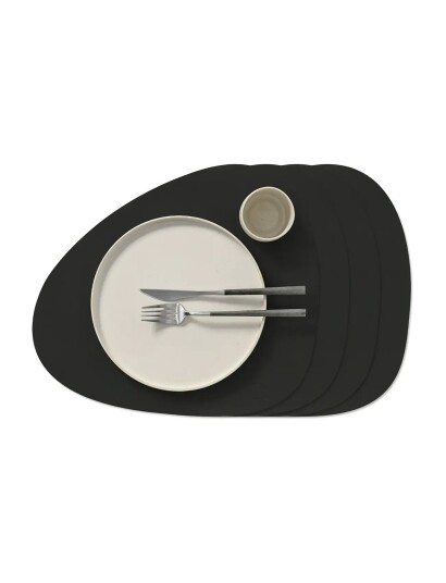 LIND DNA 4 Set Table Mat Curve L Nupo Black Ink   Black   37X44CM