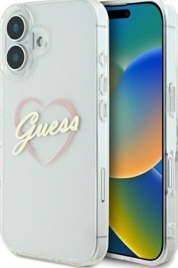 GUESS IML Heart iPhone 16 Case - Transparent