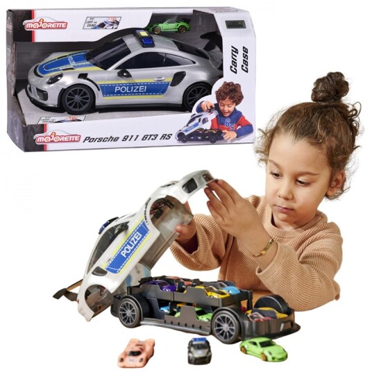 Majorette Porsche 911 Gt3 Politibil Oppbevaring + 1 Bil