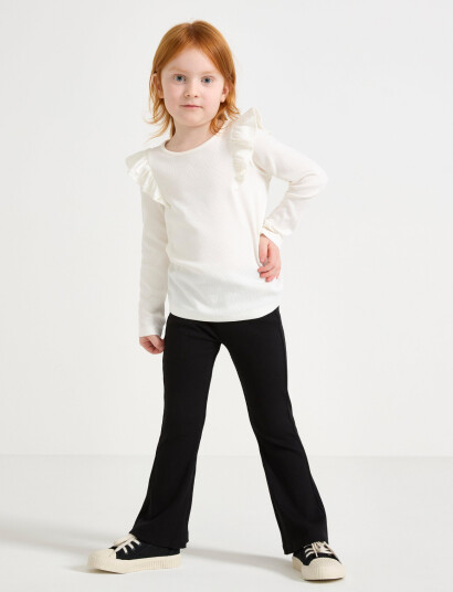Lindex Leggings Flare 2X2 Rib - Black - 98 Lindex Leggings Flare 2X2 Rib - Black - 98