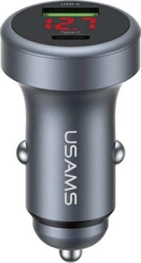 Usams CC327 BilLader 45W Aluminium Usb A Usb C Usams CC327 BilLader 45W Aluminium Usb A Usb C