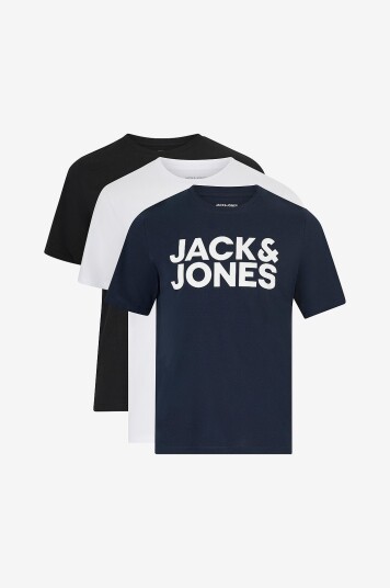 Jack & Jones - T-skjorte jjeCorp Logo Tee SS O-Neck 3-pakning - Svart