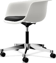 Vitra Eames Plastic PACC Kontorstol med Polstret Sete og Svingbar Sort/ Hvit
