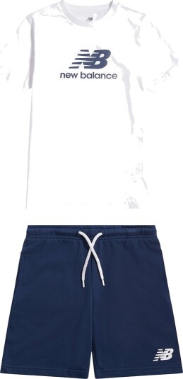 New Balance Shorts Sett Stablet Logo Bright White New Balance 10 11 år 140 146 Shorts Blå