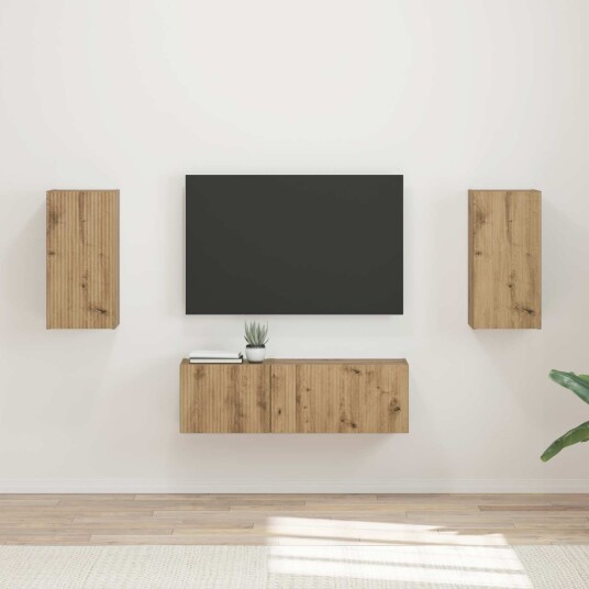 vidaXL TV vegghyllesett Veggmontert 4 pcs Artisan Eik Konstruert tre