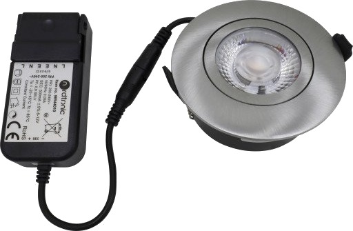 Nordtronic Low Profile Flexible downlight driver Ø8,3 cm børstet alu 2700K