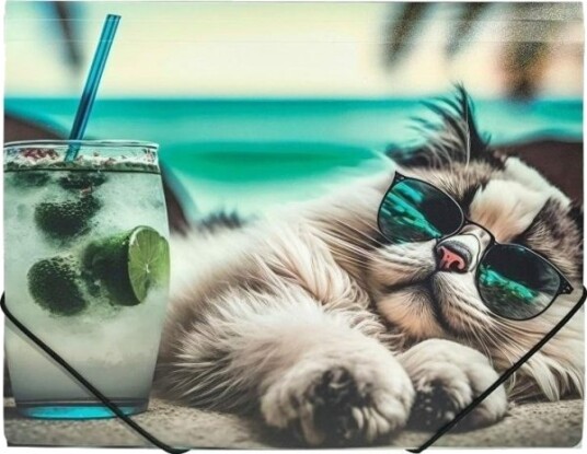Panta Plast A4 Mappe I Pp Med Strikk Og Chillout Cat Trykk Panta Plast A4 Mappe I Pp Med Strikk Og Chillout Cat Trykk