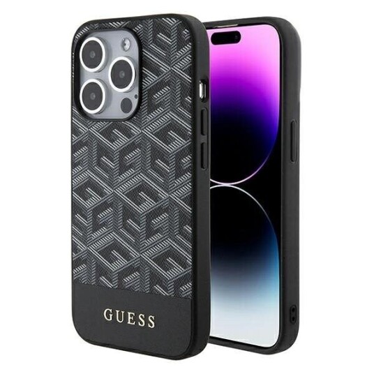 Guess MagSafe Hardcase for iPhone 15 Pro Max 6,7" Svart GCube Stripes