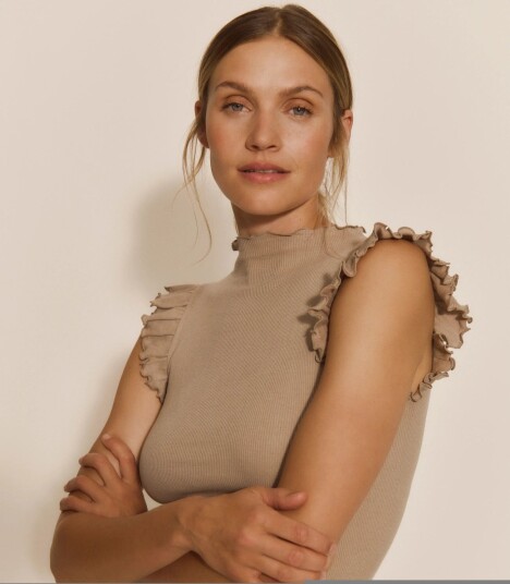 Rosemunde Rwbernadine Organic Ruffles Top   Beige   XS